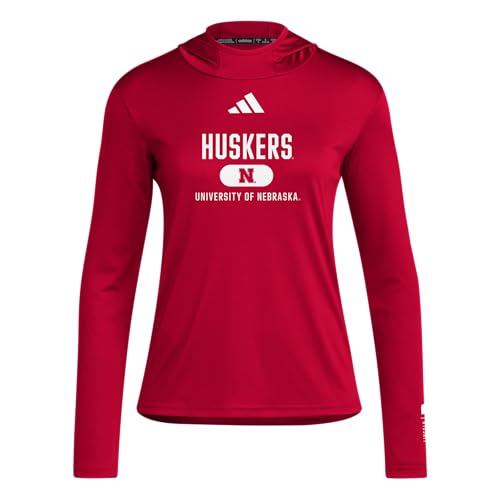 adidas Womens D4T University of Nebraska Lightweight Hoodie Team Power Red/White/Ncaa Nebraska X-Large
