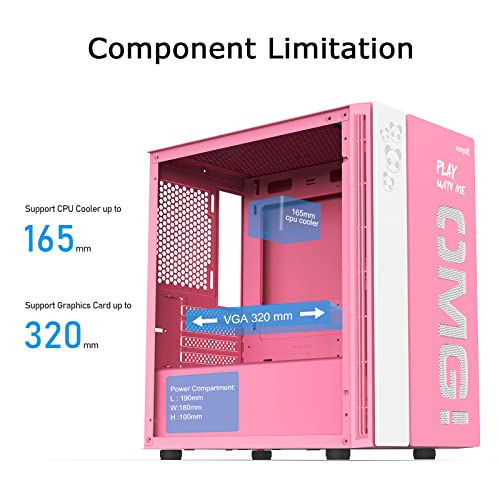 Szd Omg Micro-Atx Tower Pc Gaming Case With Magnetic Design Dust Filter, Tempered Glass Side Panel, Front I/O Usb 3.0 Port, Water-Cooling Ready, Computer Chassis Desktop Case (Pink) #TOP2