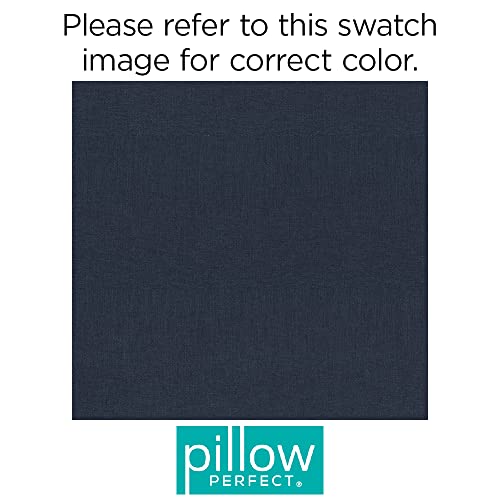 Pillow Perfect Rave Solid Indoor/Outdoor Wicker Patio Seat Cushion Reversible, Weather And Fade Resistant, Round Corner - 19" X 19", Blue, 2 Count #TOP3