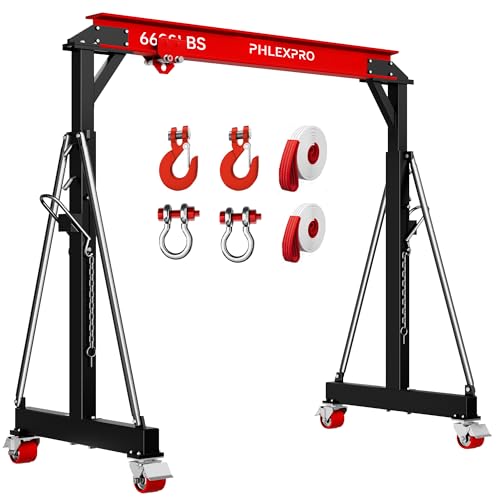 PHLEX PRO Gantry Crane, 3 Ton 6600LBS with Manual Trolley, Hook & Shackles