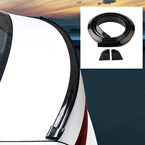 Car Trunk Spoiler Roof Lip Kit,Rear Trunk Lip Or Roof Spoiler Sticker Bar With Carbon Fiber Pattern,Car Rear Spoiler Exterior Rear Spoiler Kit, Punch-Free Installation For Most Cars (Bright Black) #TOP1