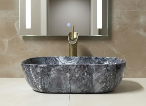 Image of OSOSAM Designer Table Top Wash Basin For Bathroom | Ceramic Countertop Wash Basin | over counter Bathroom Sink | Vessel Sink for Hotel, Home Living Room (18 x 13 x 5.5 Inch, Blue Marble)