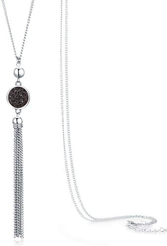 Jude Jewelers Vintage Long Sweater Necklace Chain Pendant Tassel Bohemian Classical Vintage Style (Black)