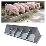 Recinzione segmentata innovativa: il nostro design di recinzione segmentata consente da 4 a 10 suinetti di mangiare contemporaneamente riducendo al minimo la concorrenza per il cibo. Il design inclinato del trogolo, caratterizzato da una parte anteriore e inferiore della schiena più alta, previene efficacemente le fuoriuscite e riduce la perdita di alimentazione, migliorando l'efficienza complessiva di alimentazione.
