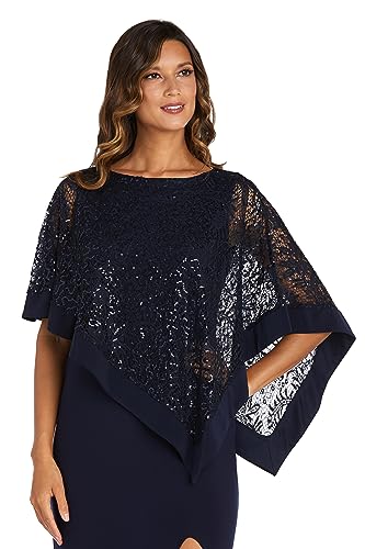 Image of R&M Richards Women's Sequin Lace Poncho Overlay Sheath Dress for Wedding Guest, Cocktail Attire & Evening Occasions