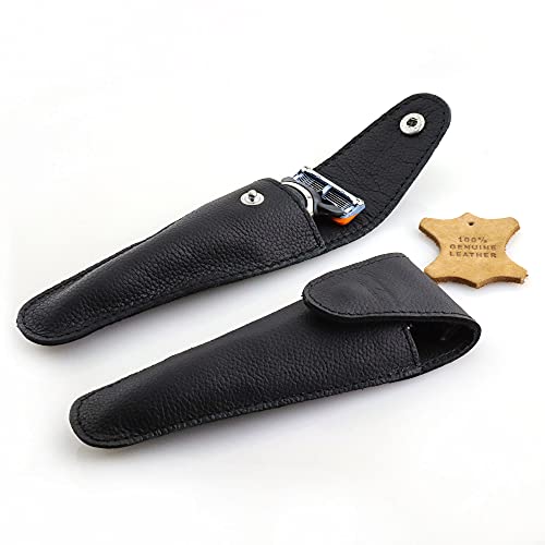 Housse de protection en cuir pour rasoirs de sécurité - étui de rasoir de voyage - cuir de vachette d'origine Cover