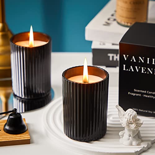 Scented Candles For Home : Lavender Vanilla Soy Black Candle For Men Women, Fall Aromatherapy Candles Clearance Stress Relief Black Jar Candle 6.4 Oz 36 Hours Long Burning #TOP6