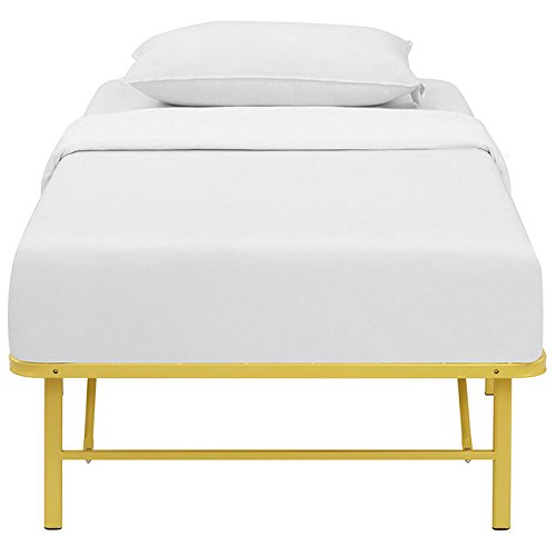 Modway Horizon Replaces Box Spring-Folding Metal Mattress Bed Frame, Twin, Yellow #TOP3