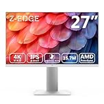 Z-Edge 27 Inch 4K Monitor UHD 3840x2160 IPS Panel 60Hz LED Monitor, 250 cd/m² Brightness, HDR10, FreeSync, FlickerFree, HDMI x2, DisplayPort x2, Height & Tilt Adjustable & Pivot, White