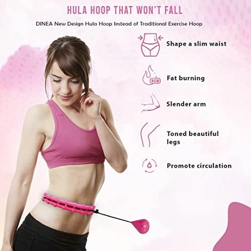 Dinea Christmas Smart Weighted Hula Hoop for Adults/Kids for Weight Loss 132 cm 28 Knots Plus Size with Band, 360 Degree Auto-Spinning Ball and Carrying Bag, Gymnastics, Fitness Accessories