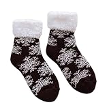 XAGMODSHN Damen-Thermo-Wadensocken, Plüsch-Isolierung, dehnbare Passform, Schneeflocken-Hausschuhe...
