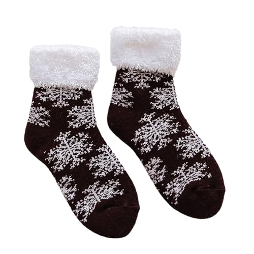 Alksubbm plysch termiska toffel strumpor stretch plysch manschetter jul snöflinga för snowboard hemanvändning vinter värme skidor kvinnor termisk vinter, Snöflingor under cof, one size
