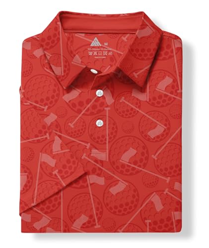 Image of ZITY Mens Golf Polo Shirts Short Sleeve UPF 50+ Performance Moisture Wicking Print Pattern Casual Collared Golf Shirt for Men