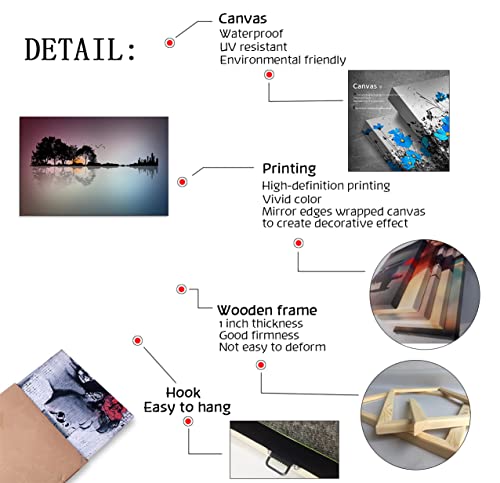 Music Wall Decor Guitar Tree Island Canvas Print Music Room Decor Guitar Poster Guitar Decor Music Art Wall Decor Musical Wall Art Framed Guitar Canvas Wall Art For Living Room Bedroom Decor (24''Hx36''W) #TOP6