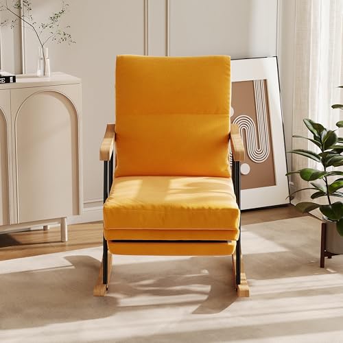 Chaise à bascule allaitement jaune avec repose-pied pour votre salon