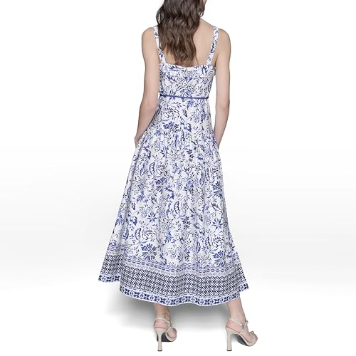 KARL LAGERFELD Women's Sleeveless Square Neck Cotton Midi Dress4