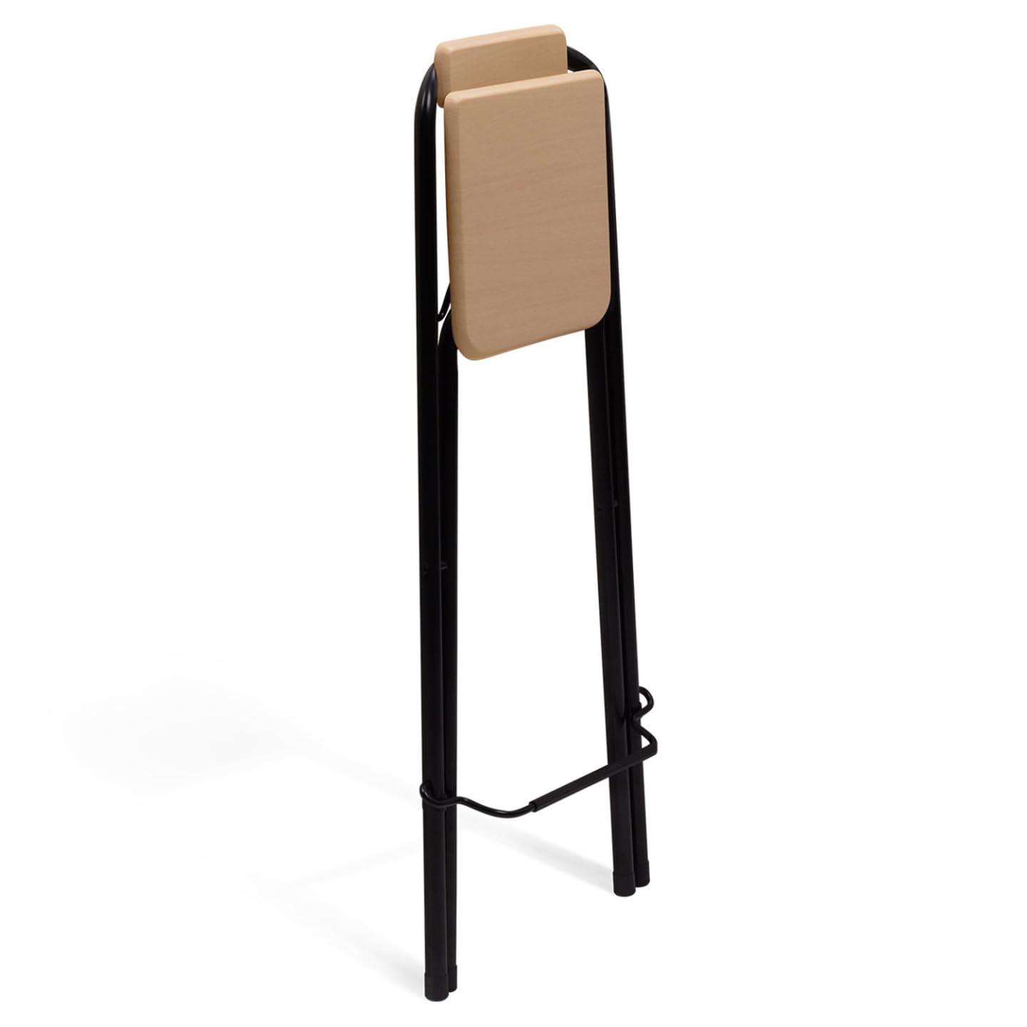 IDMarket - Set von 4 Barhockern Detroit klappbar Schwarze Struktur mit Sitzfläche mit Holzeffekt Industriedesign