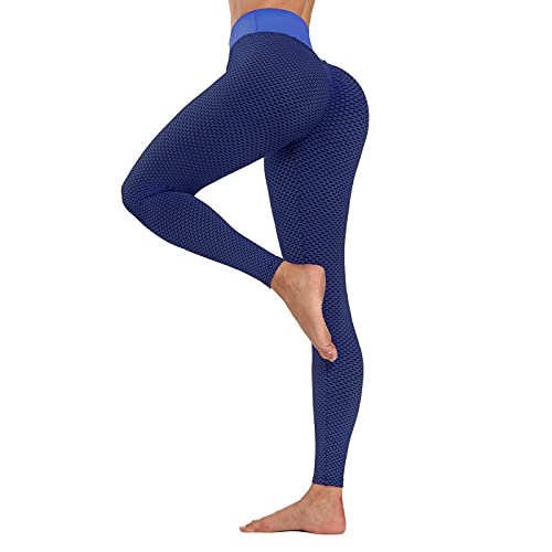 Legging Femmes Pantalon De Sport, Leggings De Yoga pour Femmes, Pantalons De Yoga Scrunch, Collants De Sport De Contrôle du Ventre Taille Haute pour La Course à Pied (Royal Blue,S) Cover