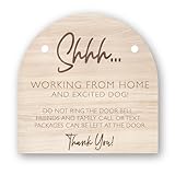 Working from Home Do Not Ring the Door Bell Sign, Arch do not distrub, front door sign, retro Do Not Knock or Ring Doorbell, do not disturb, leave packages at door, working from home and excited dogs