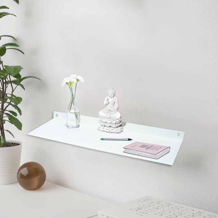 Image of Spillbox Metal Floating Shelf | Wall Mounted | Invisible Mounting | Decorative | Living Room & Kitchen Organizer | Stand & Holder for Wi-fi Camera | Multipurpose (White, Large)