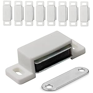 IPEA Chiusure Magnetiche per Mobili, Porte, Armadi, Cassetti – 10 Pezzi – Chiusura Magnetica con Calamita per Ante e Credenze – Cerniera Magnetica – Fermo Magnetico per Cucina e Casa – Bianco