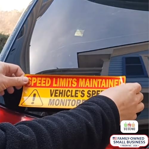 2-Pack Red Vehicle Speed is Monitored by GPS | Speed Limits are Maintained Safety Sticker 10\"x3.5\" Reflective Warning Decal Sign for Car, Truck, Van, Fleet, Commercial Vehicle Durable & Weatherproof