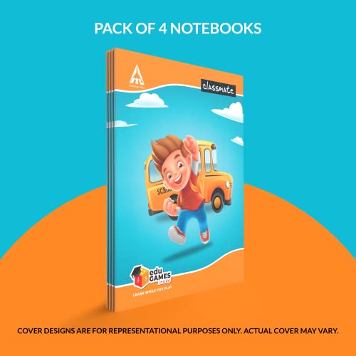 Image of Classmate Drawing Book - A4, Soft Cover - Pack of 12 & Classmate Notebook | 172 Pages | Four Lines with Gap | 24.0cm x 18.0cm | Pack of 4 | Practice Notebook for School Students