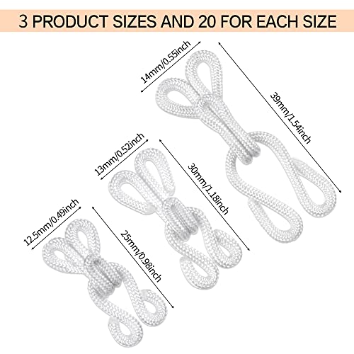 60 Sets Large Covered Sewing Hooks and Eye Closure Jewelry Books Crafts Latch for Clothing Bra Thick Leather deep Pile Fabrics Fur Coats Wraps and Jackets (White) - Image 3