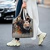 WEIHAKO Tote Bag Large Capacity Reusable Grocery Bags Music Monkey Shopping Bags Travel Tote for Shopping #2