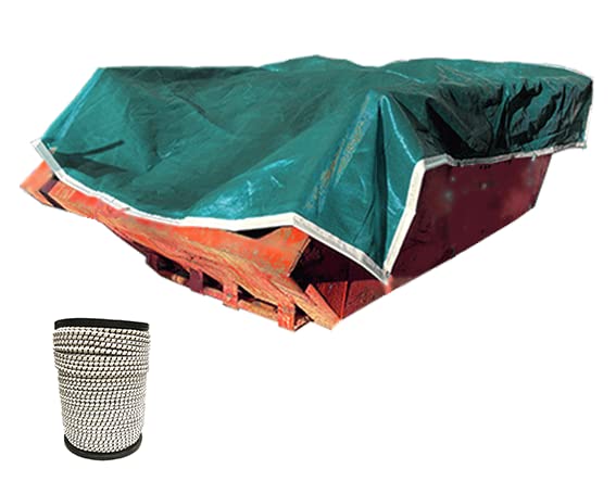 Heavy Duty Skip Net With Bungee Cord - Close Mesh Green Cargo Netting 200gsm | Free Bungee Cord | Skip Lorry Tipper Net (15ft x 10ft)