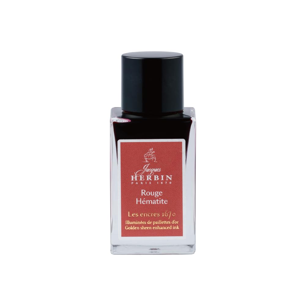 Jacques Herbin 16026JT, A Bottle of Gold Glitter Ink for Fountain Pen Rollerball, Glass Nib and Penholder 15 ml