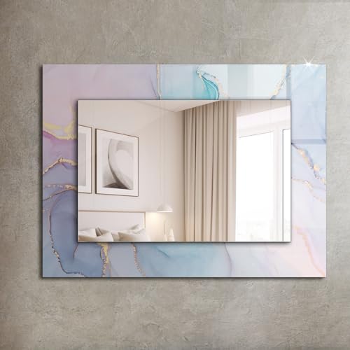 Miroir imprimé design moderne sans cadre miroir mural 80x60cm