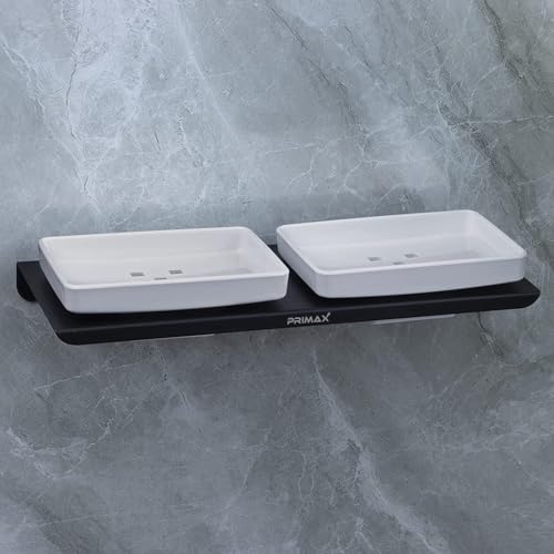 Image of Plantex (Primax) Stainless Steel with ABS Material Double Soap Dish /Soap Holder /Wall Mounted Soap Holder for Bathroom Accessories - Matt Black