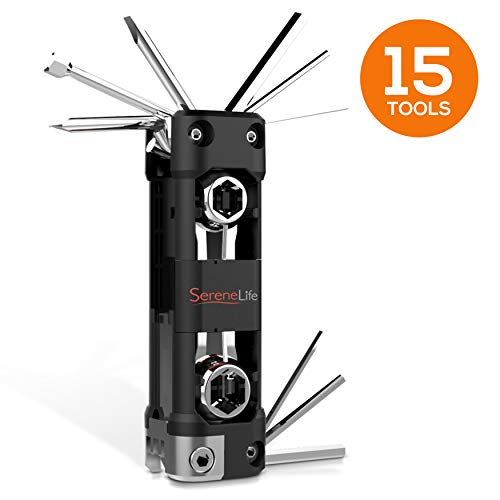 Universal Bicycle Multi Tool Kit - 14 Piece Portable Steel Tools Folding Swiss