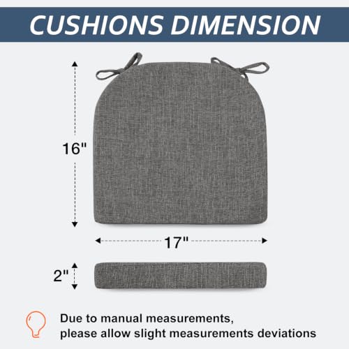 Basic Beyond Chair Cushions for Dining Chairs with Ties and Removable Cover, 2" Thick Seat Cushions for Kitchen Chairs, Set of 4, 17" x 16", Dark Grey by Basic Beyond - Used condition - Image 2