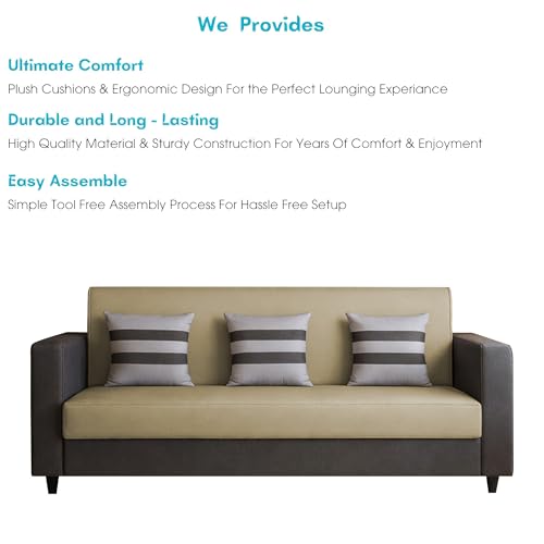 Image of Casaliving Amara 3 Seater Sofa Set for Living Room (Black Cream Colour Fabric) Premium Fabric Sofa