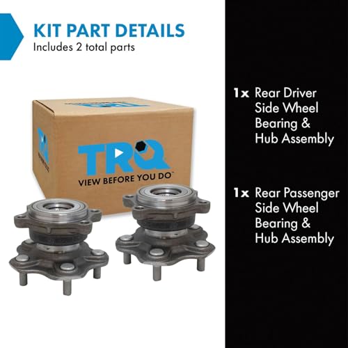 Image of TRQ Rear Left and Right Wheel Bearing and Hub Assembly 2 Piece Set Compatible with 2003-2006 Infiniti G35 / 2007 G35 Coupe Only / 2003-2009 Nissan 350Z