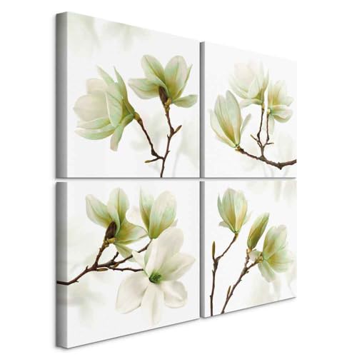 B&D XXL - Set di 4 Quadri Acustici Multipannello Moderni Stile Naturale Delicato 80x80 cm (4 pz. 40x40 cm ognuno) - Collage 4 Pezzi - Canvas con Quadro Fonoassorbente Sala Conferenze b-A-0259-b-l