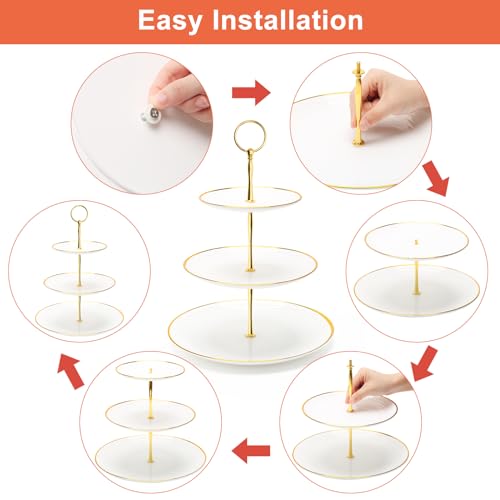 Coitak 3 Tier Cupcake Stand, Plastic Tiered Serving Stand, Dessert Tower Tray for Tea Party, Baby Shower and Wedding - Image 6