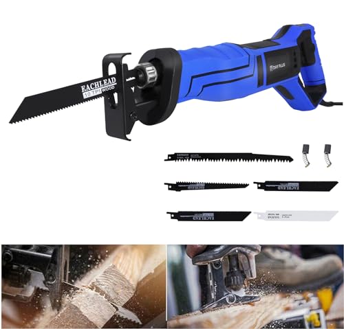 Sierra de sable de 900 W, sierra eléctrica con hojas, 5 unidades, máx. 160 mm de profundidad de corte, sierra eléctrica de recipro, sierra universal para madera y metal