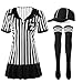 SATINIOR 5 Pcs Women Referee Costume Set Umpire Outfit Stripe Ref Shirt Hat Long Socks Whistle for Halloween Cosplay Party(XX-Large)