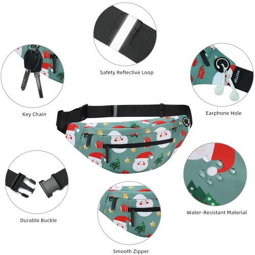 Image of MAXTOP Large Christmas Fanny Pack with 4-Zipper Pockets, Christmas Bag Gifts for Enjoy Festival Sports Workout Traveling Running Casual Hands-Free Waist Pack Crossbody Phone Bag Carrying All Phones
