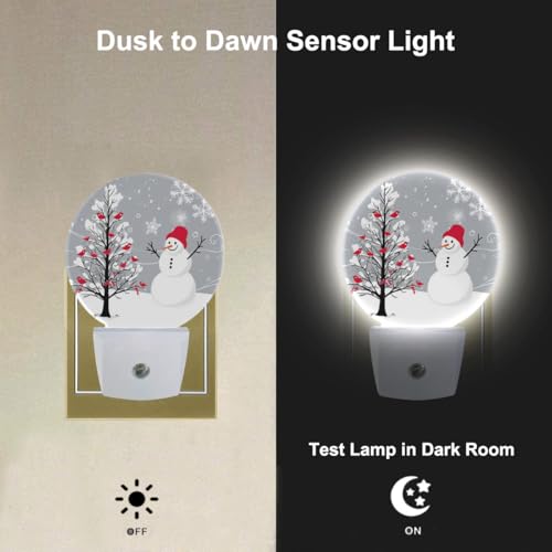 Image of Snowman Ball Night Light Red Xmas Ball Christmas Night Lights Plug into Wall for Boys Girls, Plug-in Nightlight 0.5W LED Lighting for Stairway Hallway Bedroom