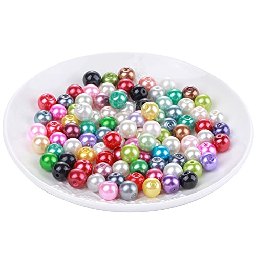 Weebee 200 cuentas de perlas de cristal de colores surtidos, espaciadoras sueltas, redondas, checas, pequeñas, satinadas, hechas a mano, surtidos para manualidades, pulseras, cuentas para hacer joyas