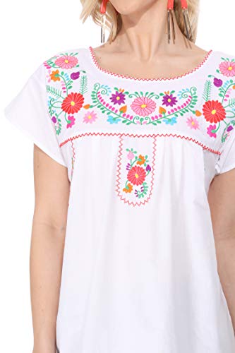 Women Traditional Puebla Mexican Embroidered Blouse4