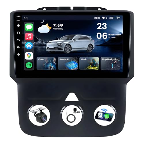 8Core 4G RAM Car Radio for Dodge Ram 1500 2500 2013-2018: Upgrade High Sound Quality Car Stereo 2K HD IPS Touchscreen Wireless Carplay Android Auto GPS 5G WiFi Bluetooth Backup Camera FM AM EQ HiFi