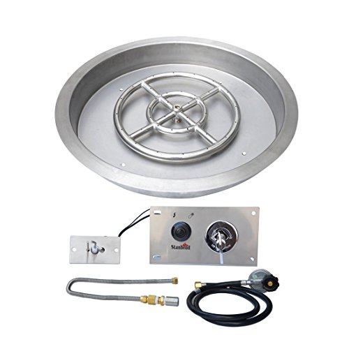 Stanbroil 19 Inch Drop-in Round Fire Pit Kit with Spark Ignition Kit, Propane Gas Version, 304 Stainless Steel by Stanbroil - Used condition - US$204.62
