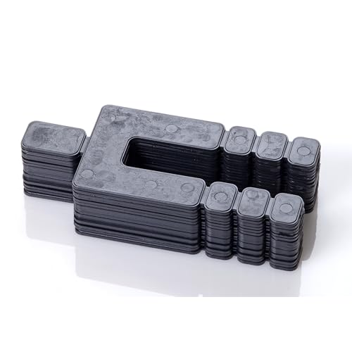 Glazelock GL17-6p 1/16" Thick Shim 4 1/2" L x 1 7/8" W with 5/8" Slot Short Snap-Off Stackable Horseshoe Plastic Flat Shims Black 1" Stack 10x6pk Retail Peg (960, 1/16 ")
