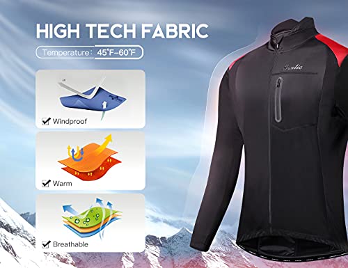 Santic Men's Cycling Bike Winter Jackets Windproof Fleece Thermal Warm Up Running Bike Bicycle Jacket Breathable Reflective Softshell Windbreaker #TOP1