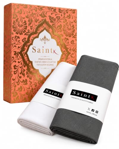 Image of SaintX Men's Unstiched Premium Giftpack | 120 GSM Cotton Rich Shirt Fabric | 280 GSM 4-Way Stretchable Trouser Fabric | Made-to-Measure Essential (SAINTFB08)